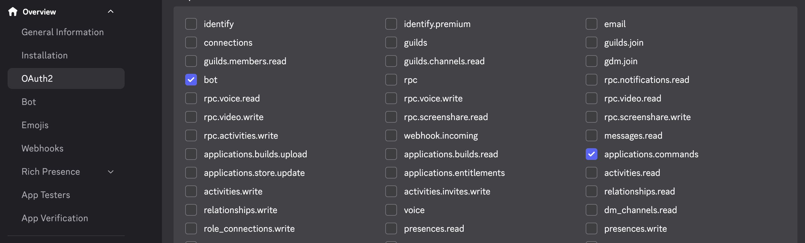Discord Oauth2 Scope